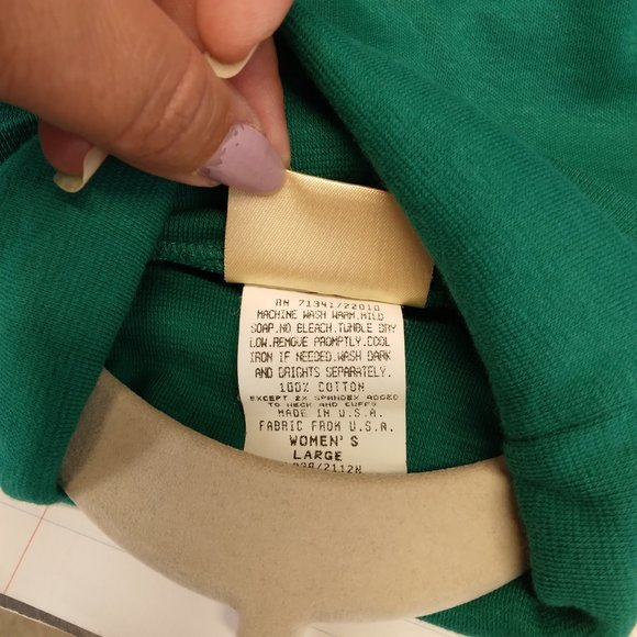 L.L. Bean Green Turtleneck Long Sleeves Top Shirt Size L - Picture 6 of 8